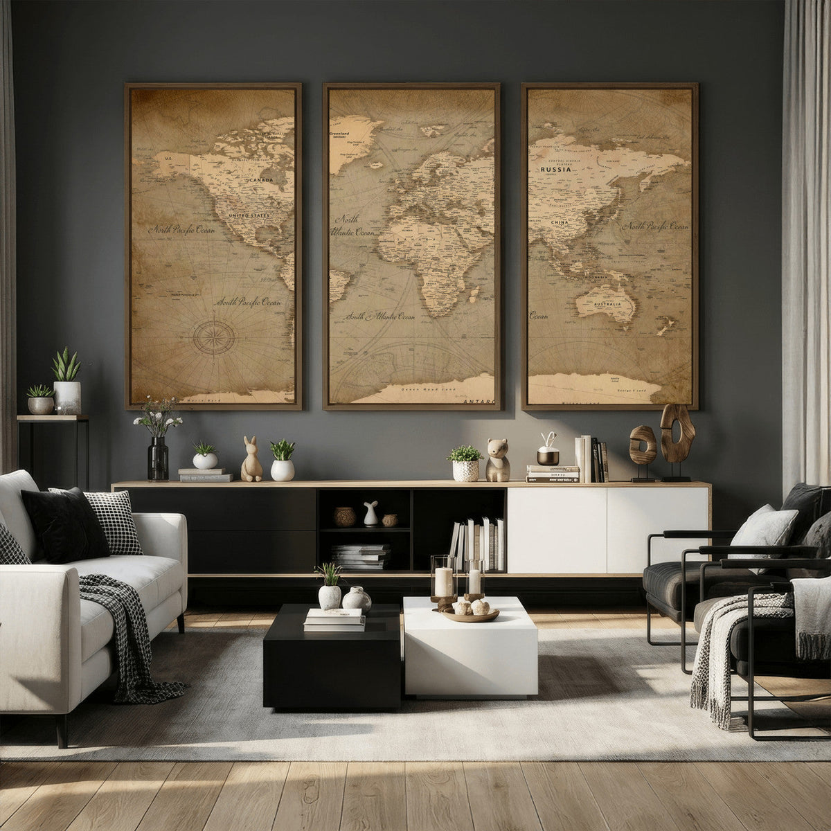 World Map Canvas Print – Framed Travel Map Wall Art for
