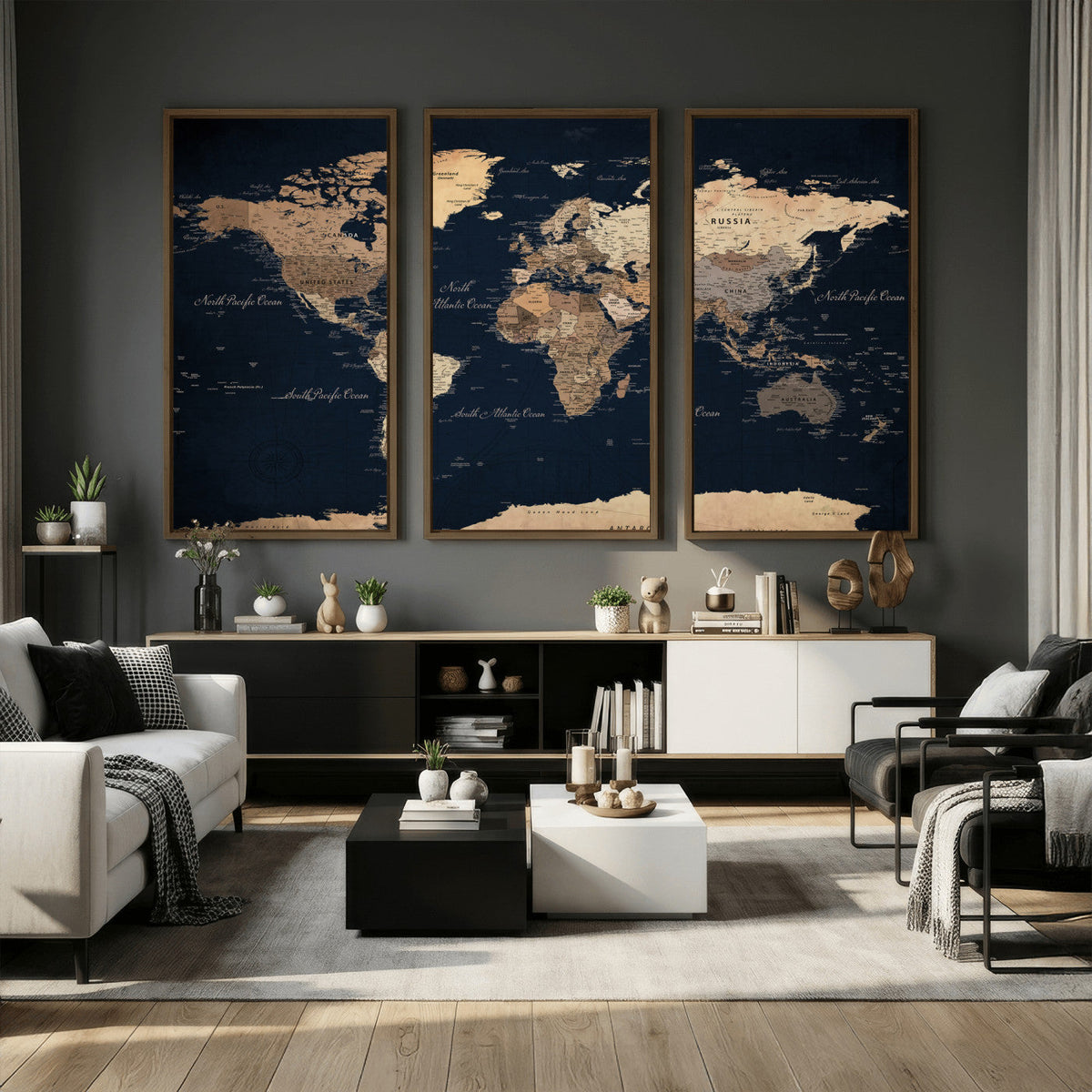 World Map Canvas Print – Detailed Map of the World Wall Art