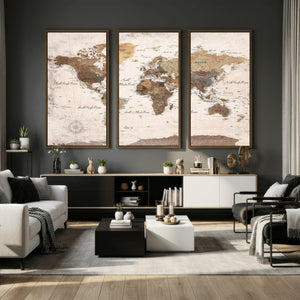 World Map Canvas Print – Framed Travel Map Wall Art for