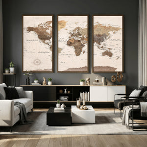 World Map Canvas Print – Framed Detailed Map of the World
