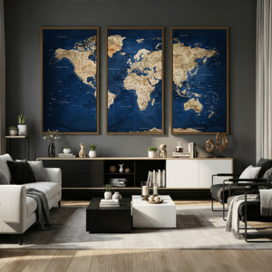 World Map Canvas Print – Framed Travel Map Wall Art for