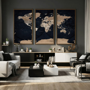 Grunge Wall Art World Map Canvas Print