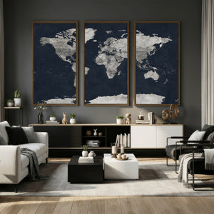 Colorful Watercolor World Map Canvas Print – Vibrant Framed
