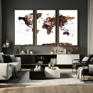 Rustic World Map Wall Art Canvas Print | Large World Map on