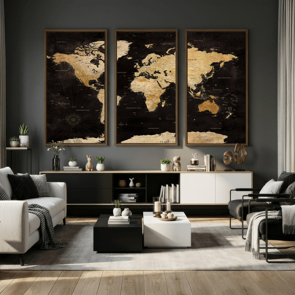 Extra Large World Map Canvas Print – Detailed Map Classic