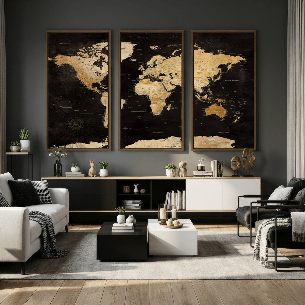 Extra Large World Map Canvas Print – Detailed Map Classic