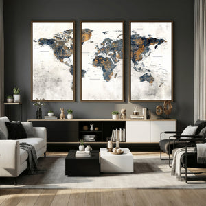 World Map Wall Art Canvas Print for Office Wall Decor