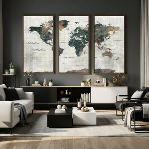 World Map Canvas Print – Framed Travel Map Wall Art for