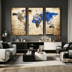 World Map Canvas Print – Colorful Abstract Travel Map,