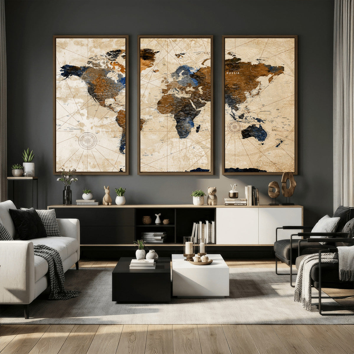 World Map Canvas Print – Framed Travel Map Wall Art for