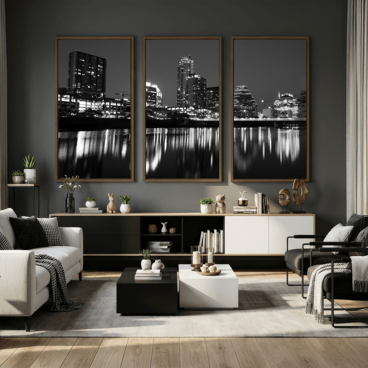 Austin Skyline Wall Art Canvas Print, Austin Downtown Night