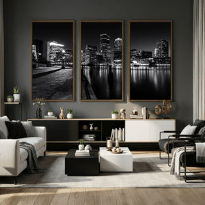 Boston Wall Art Canvas Print, Boston City Downtown Night