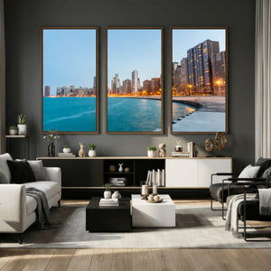 Chicago Wall Art Canvas Print, Chicago City Downtown Night