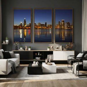 Chicago Wall Art Canvas Print - Chicago City Downtown Night
