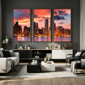 Chicago Wall Art Canvas Print - Chicago City Downtown Night