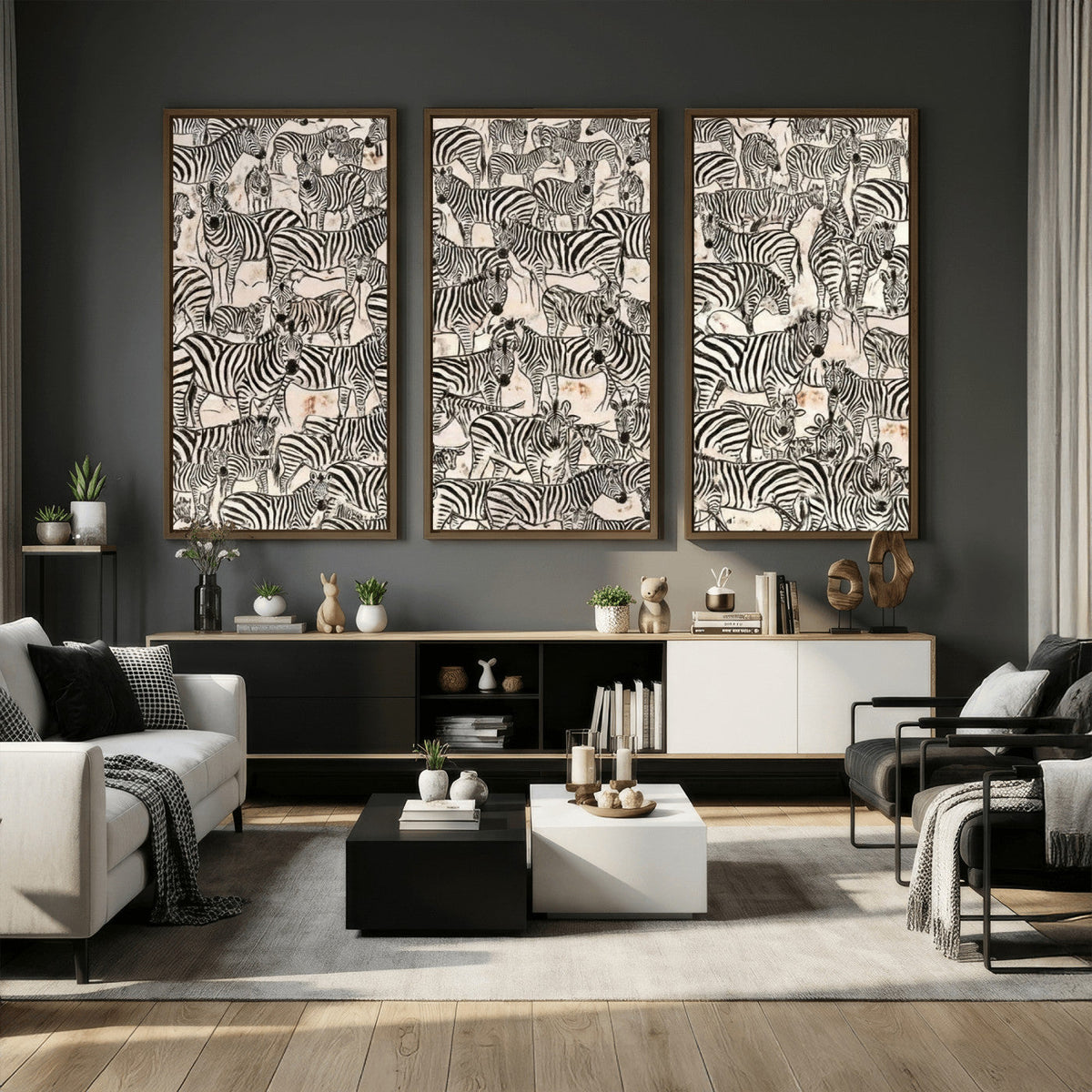 Abstract Zebra Wall Art Canvas Print for Farmhouse Decor