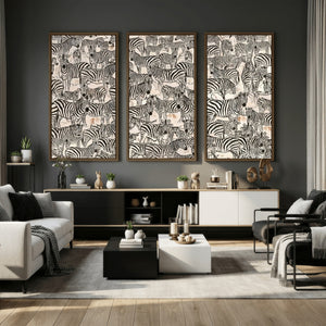 Abstract Zebra Wall Art Canvas Print for Farmhouse Decor