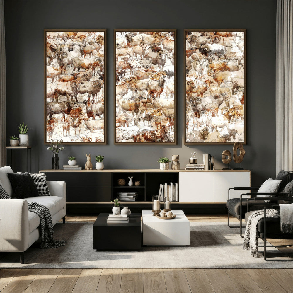 Farmhouse Bighorn Sheep Wall Art Canvas Print - Abstract