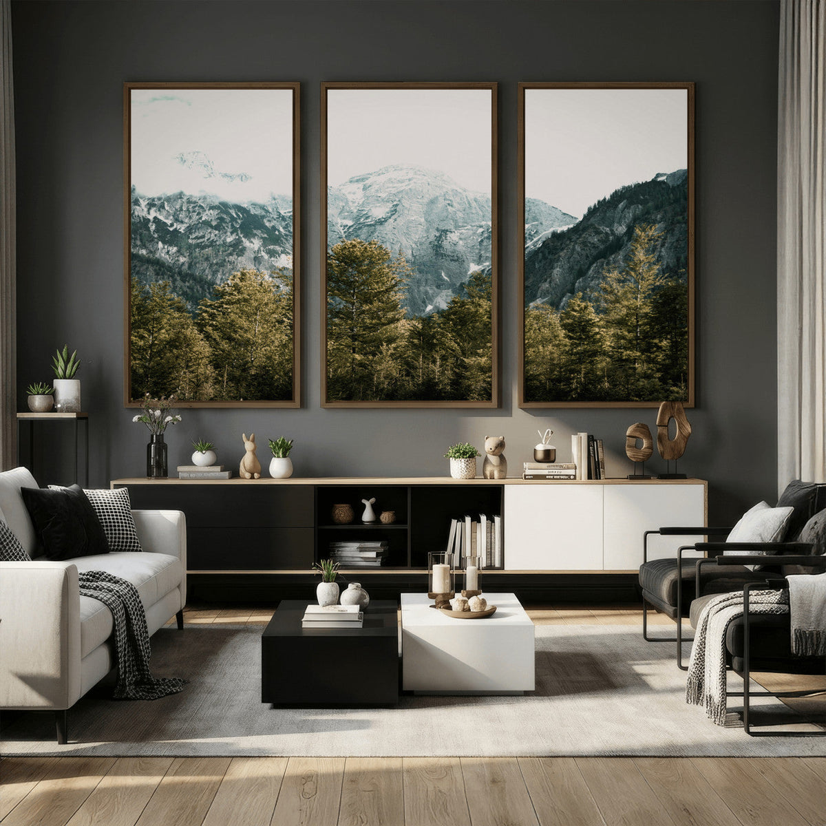 Mountain Forest Wall Art Canvas Print, Alpine Landscape