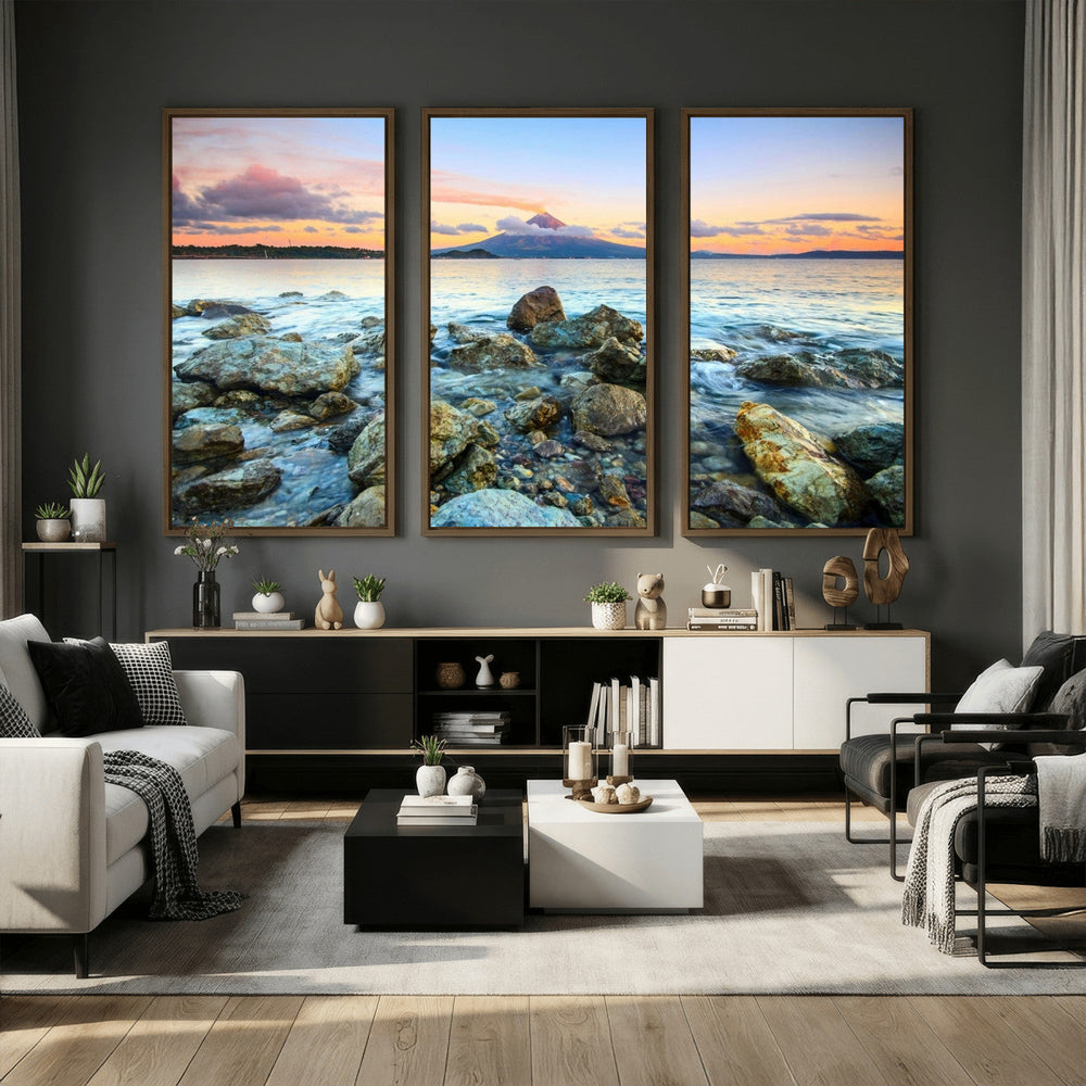 Mayon Volcano Seascape Wall Art Canvas Print, Tropical Ocean