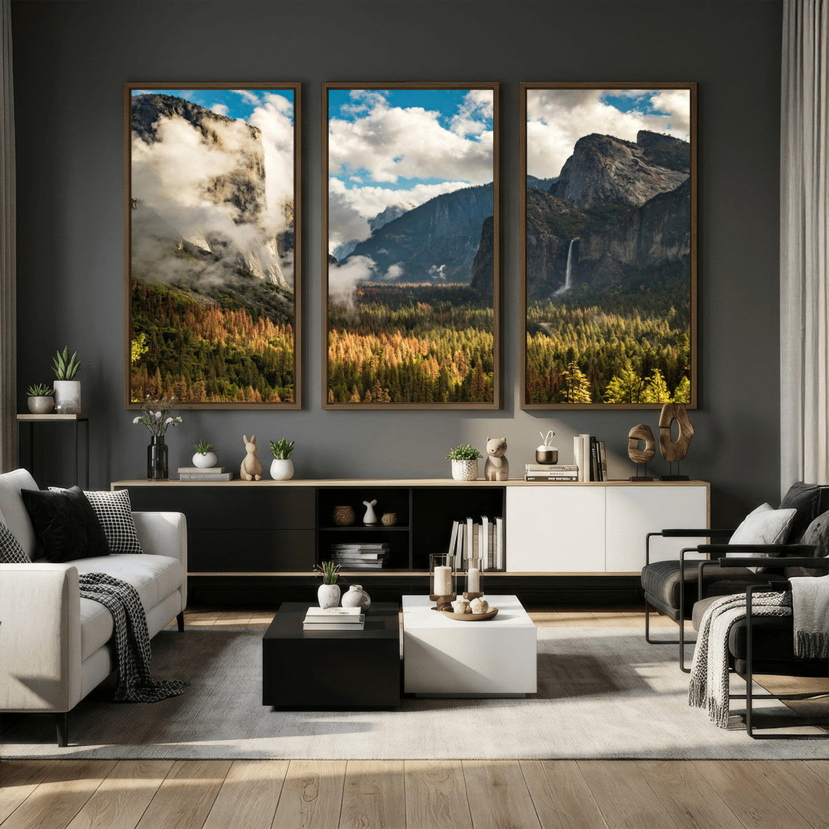 Yosemite Valley River Wall Art Canvas Print