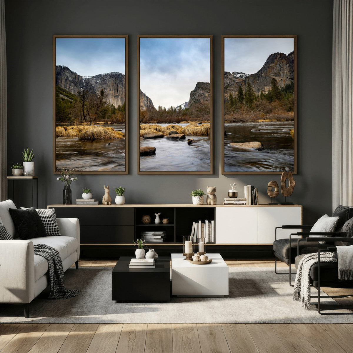 Yosemite Valley Mountain Landscape Wall Art Canvas Print,