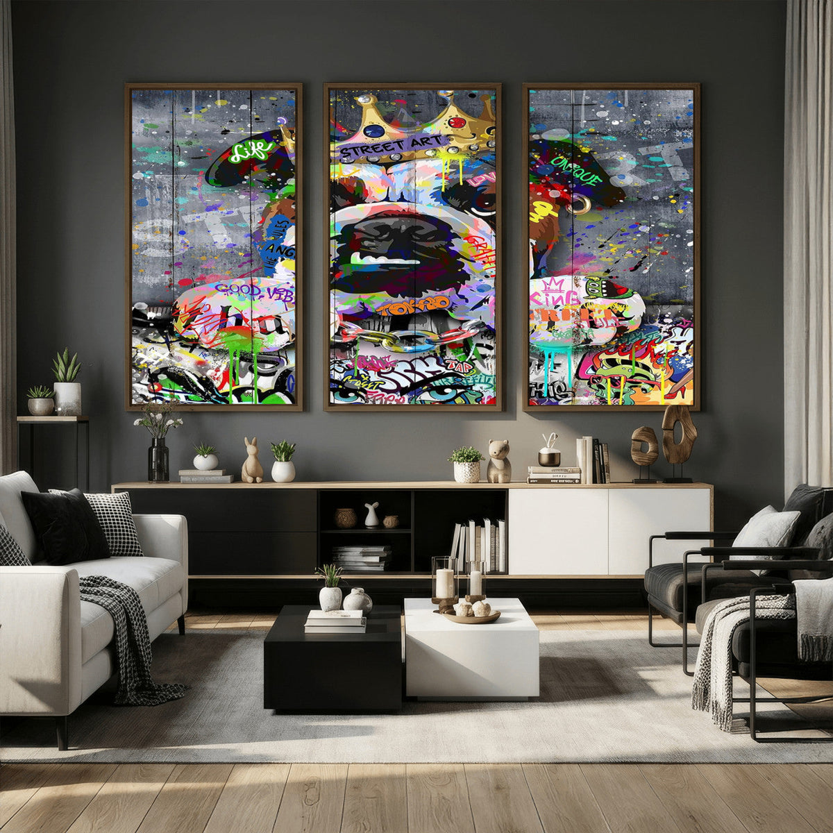 Graffiti Dog Wall Art Decor for Teen Bedroom - Abstract