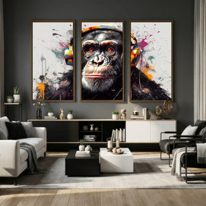 Dj Monkey Wall Art Canvas Print – Colorful Pop Art Banksy