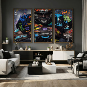 Graffiti American Football Player Street Art Wall Art Canvas