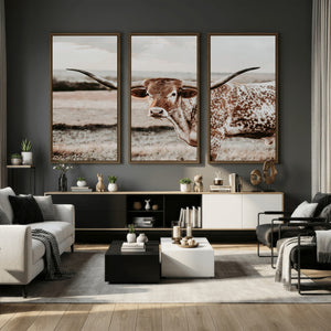 Texas Longhorn Bull Rustic Wall Art Canvas Print