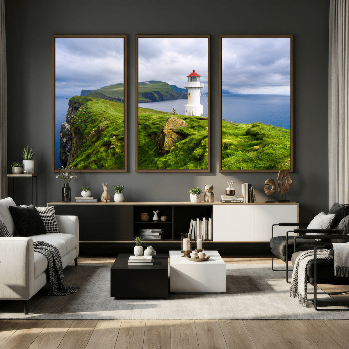 Cliffside Lighthouse Wall Art Canvas Print – Coastal
