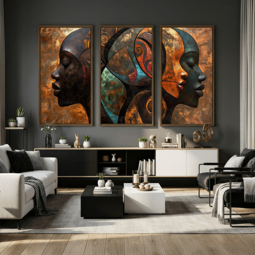 Abstract Afro American Women Wall Art Canvas Print