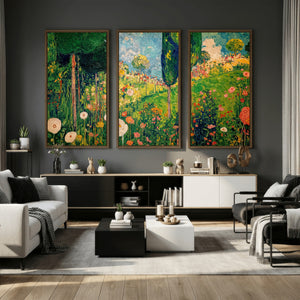 Gustav Klimt Boho Mountain Landscape Large Wall Art,