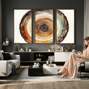 Natural Wood Slice Wall Art Canvas Print, Tree Ring Wall