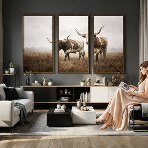 Texas Longhorn Canvas Wall Art Western Bull Desert Moody