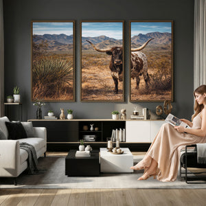 Texas Longhorn Canvas Wall Art Western Bull Desert Moody