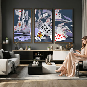 Playing Cards Canvas Wall Art | Casino Game Room Decor,