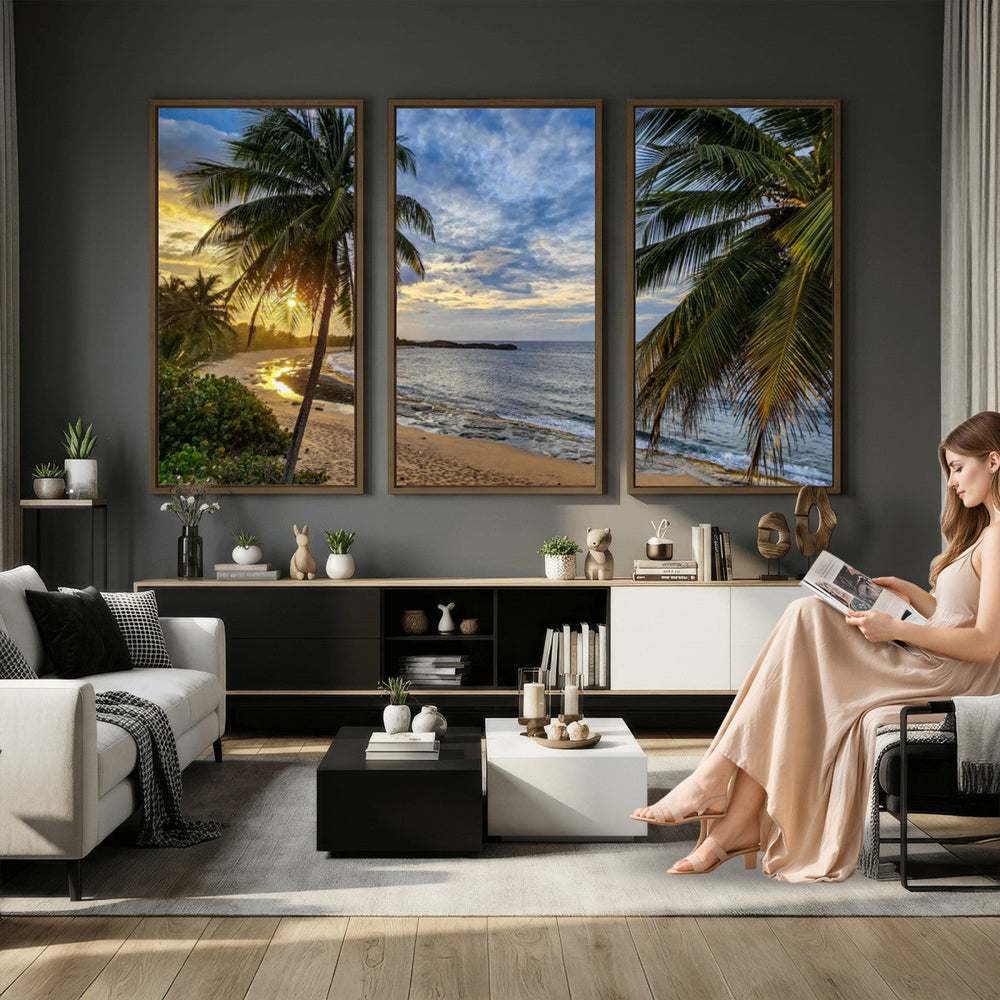 Mar Chiquita Beach Puerto Rico Canvas Wall Art, Manati Caribbean Coastal Photography Print, Tropical Ocean Sunset Decor