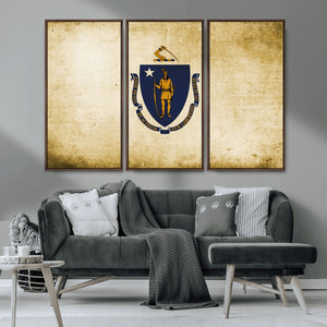 Massachusetts Flag Wall Art Canvas Print