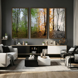 Four Seasons Wall Art Forest Canvas Print – Triptych