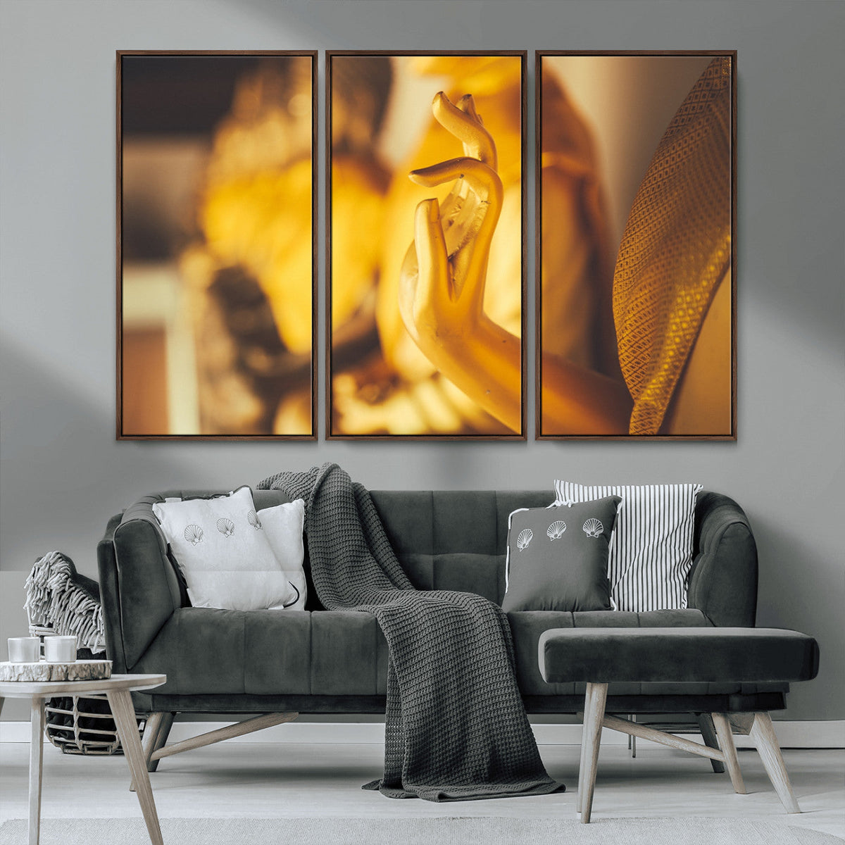 Gold Buddha Statue Hands Wall Art Canvas Print