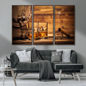 Rustic Whiskey and Barrel Canvas Print