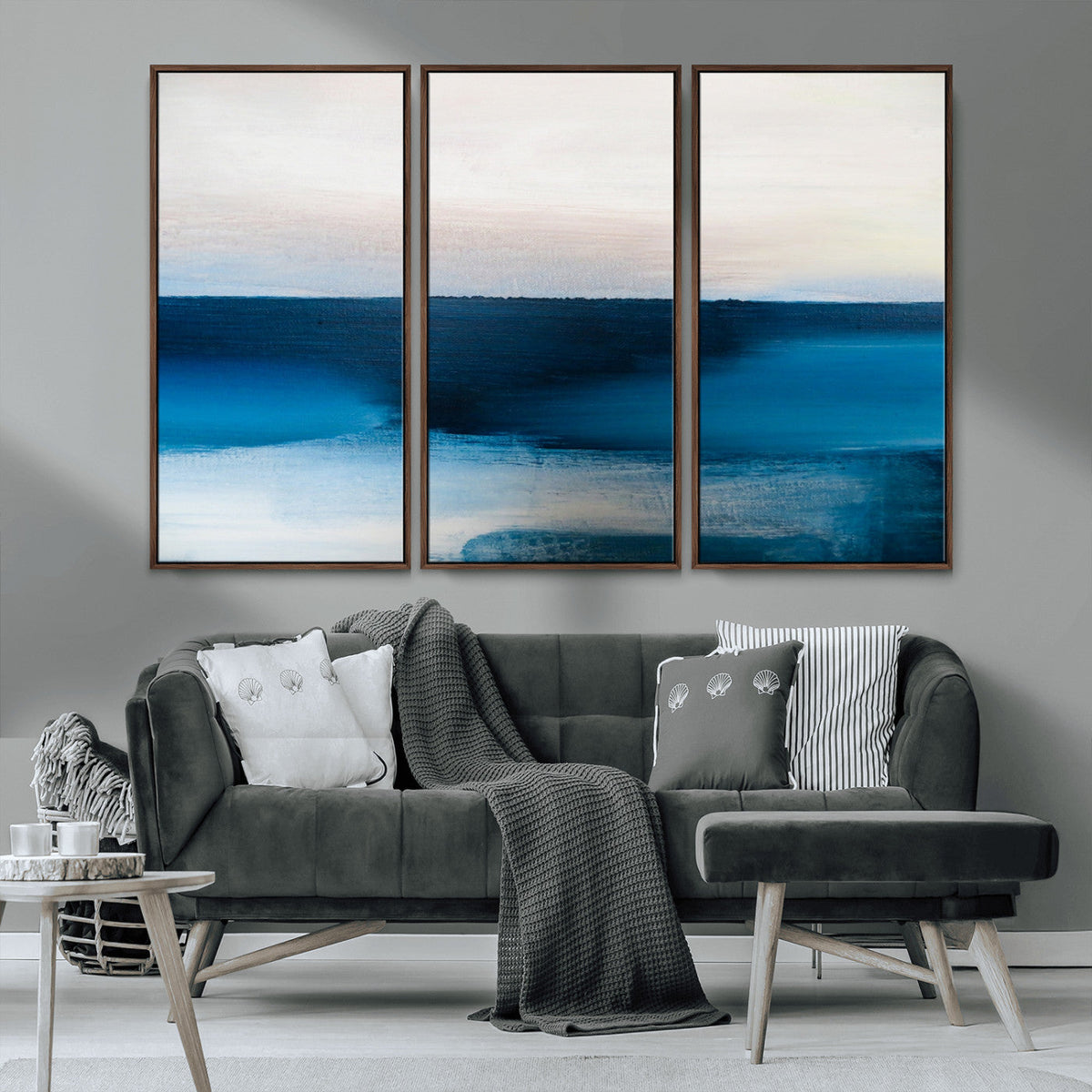 Dark Blue Abstract Wall Art Canvas Print