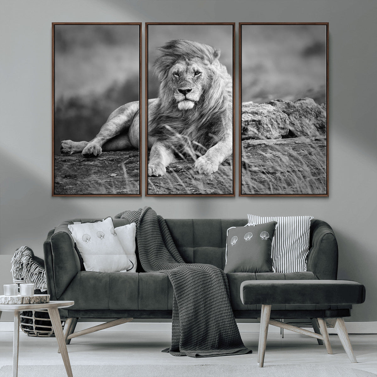 King Forest Lion Wall Art Canvas Print – Framed Majestic