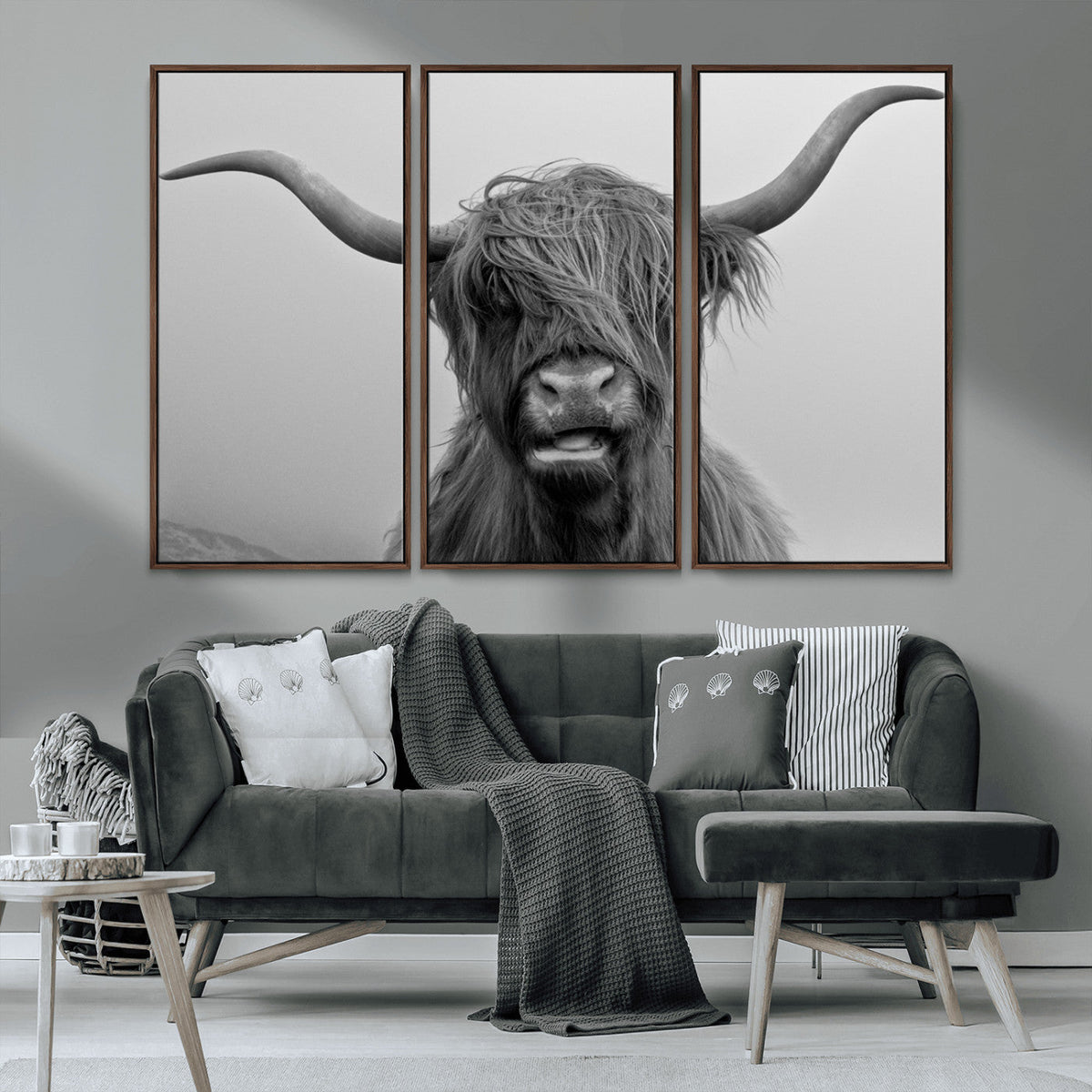 Texas Cow Wall Art Canvas, Texas Longhorn Cattle Canvas