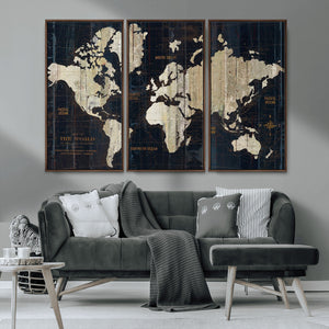 Antique Old World Map Wall Art Canvas Print