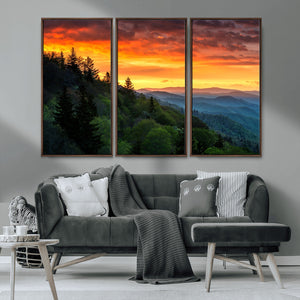 Forest Landscape Wall Art Sunset Canvas, Forest Sunset