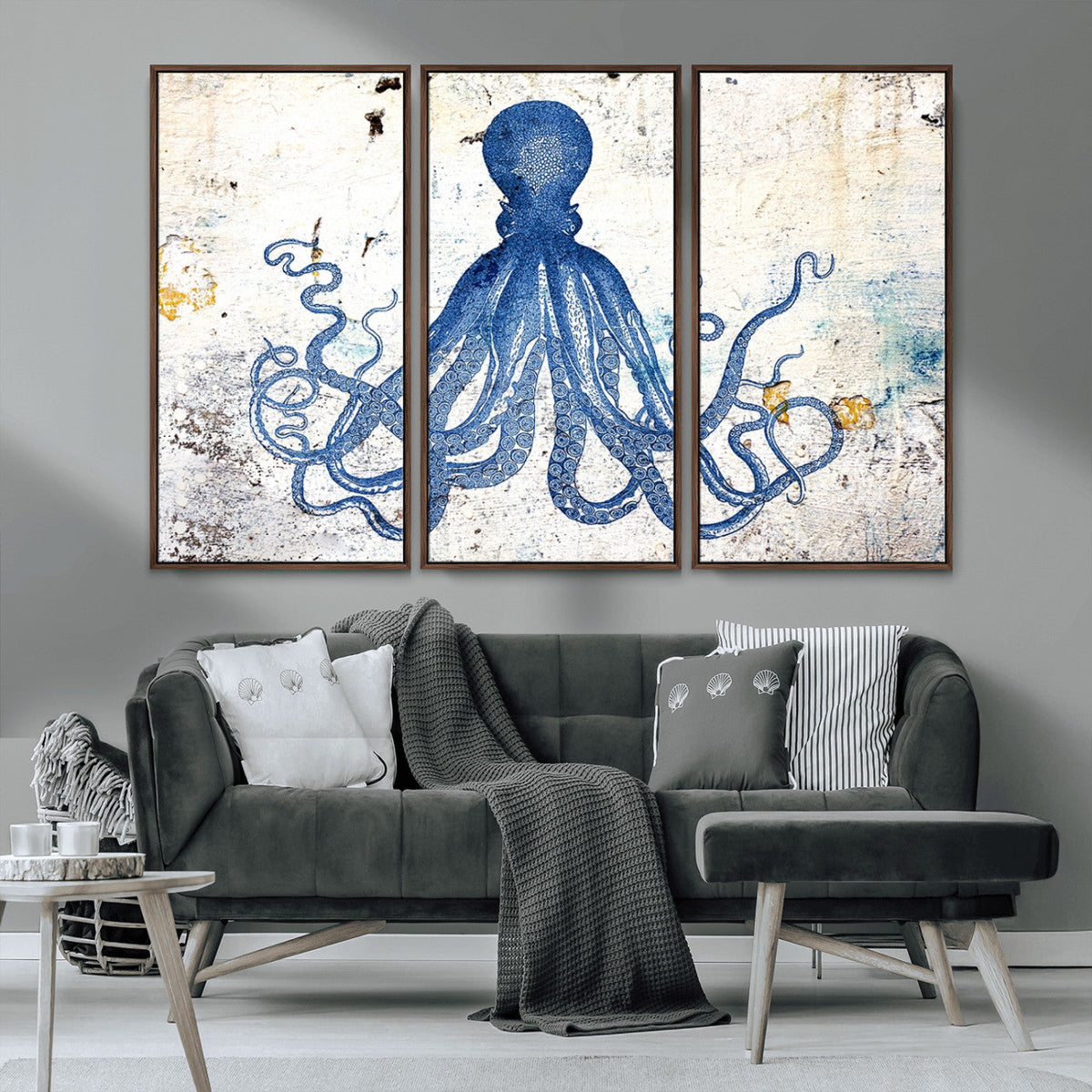 Octopus Canvas Wall Art | Coastal Marine Life Artwork for