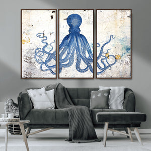 Octopus Canvas Wall Art | Coastal Marine Life Artwork for