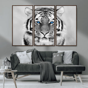 Black and White Tiger Wall Art Animal Canvas Print